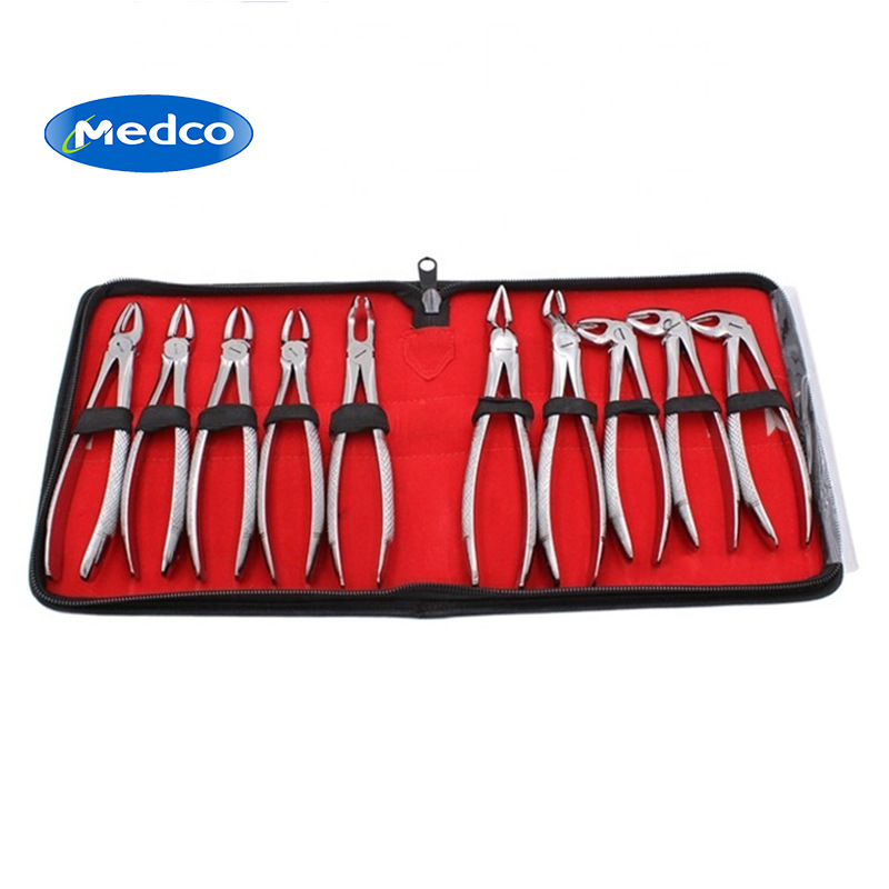 Cross-border exclusive dental tooth extraction tools, stainless steel tooth extraction pliers 10-piece set with storage bag, orthodontic pliers, dental pliers