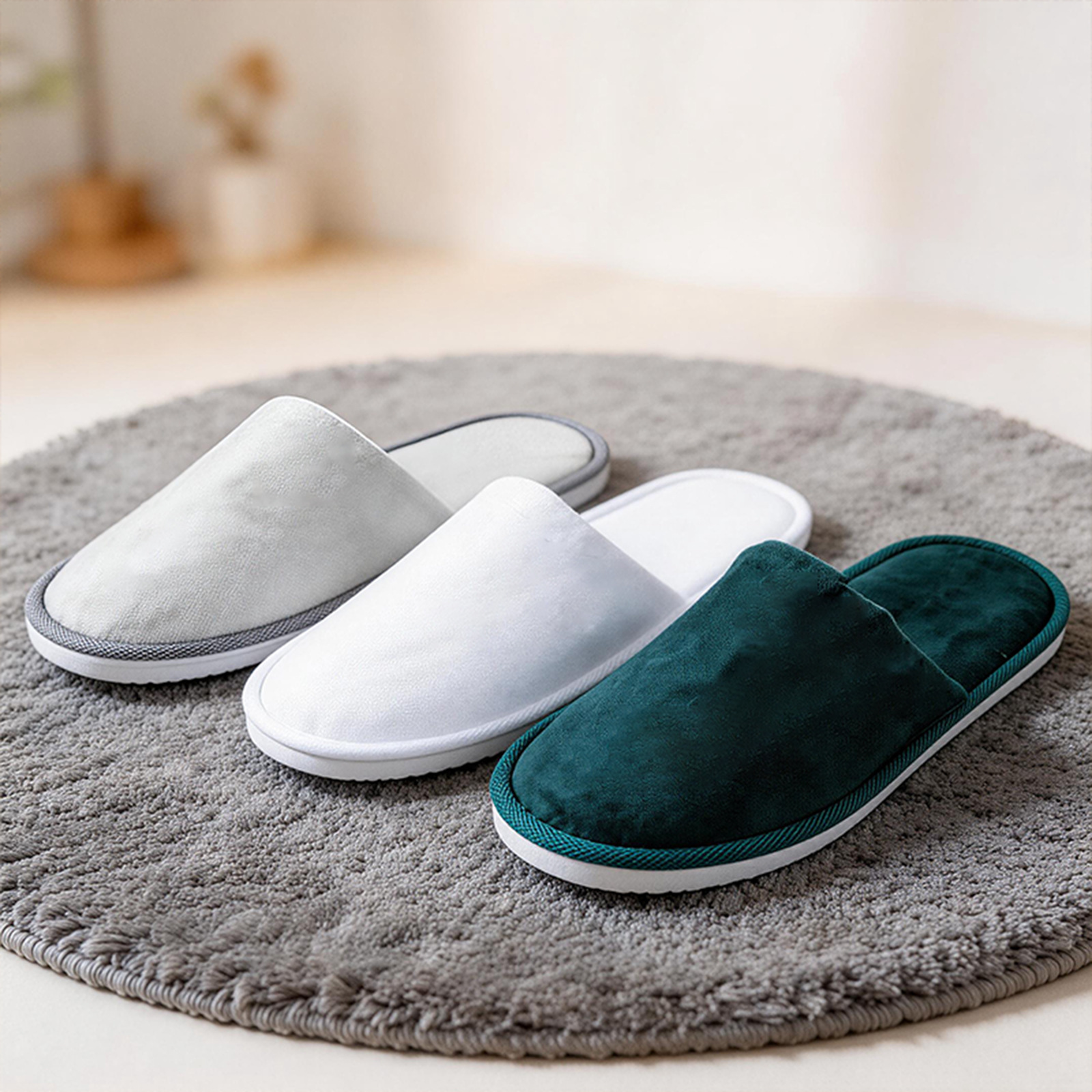 Cross-border disposable slippers, velvet for guests, thickened anti-slip, specially designed for home hotels, guesthouses, homestays, clubs and travel Specification image