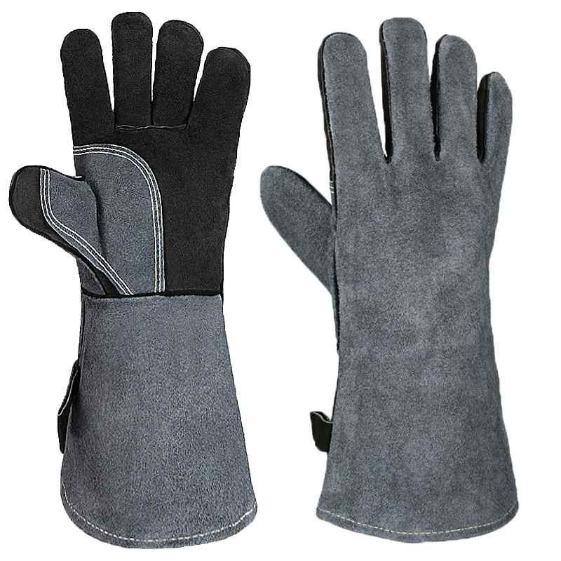 Wholesale of aluminum foil welder gloves, heat-insulating and heat-resistant barbecue gloves, high-temperature resistant cowhide welding gloves and labor protection gloves Item Picture
