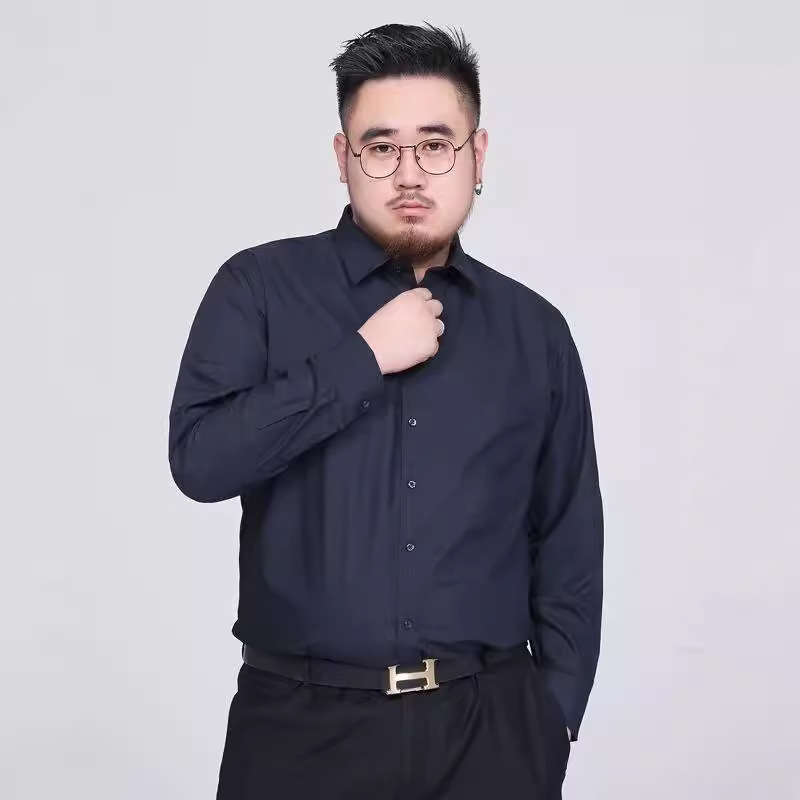 Men's shirt, large-sized long-sleeved men's business formal shirt, loose and no-iron work shirt for fat guys Specification image
