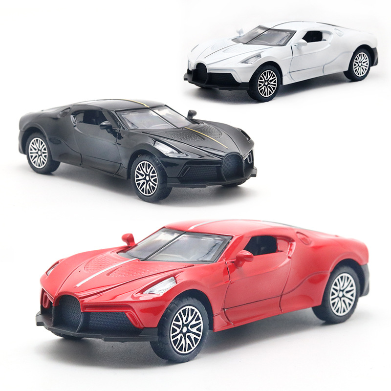 袋装1:36黑夜之声仿真超跑汽车模型男孩回力2开门金属合金车模白底实物图