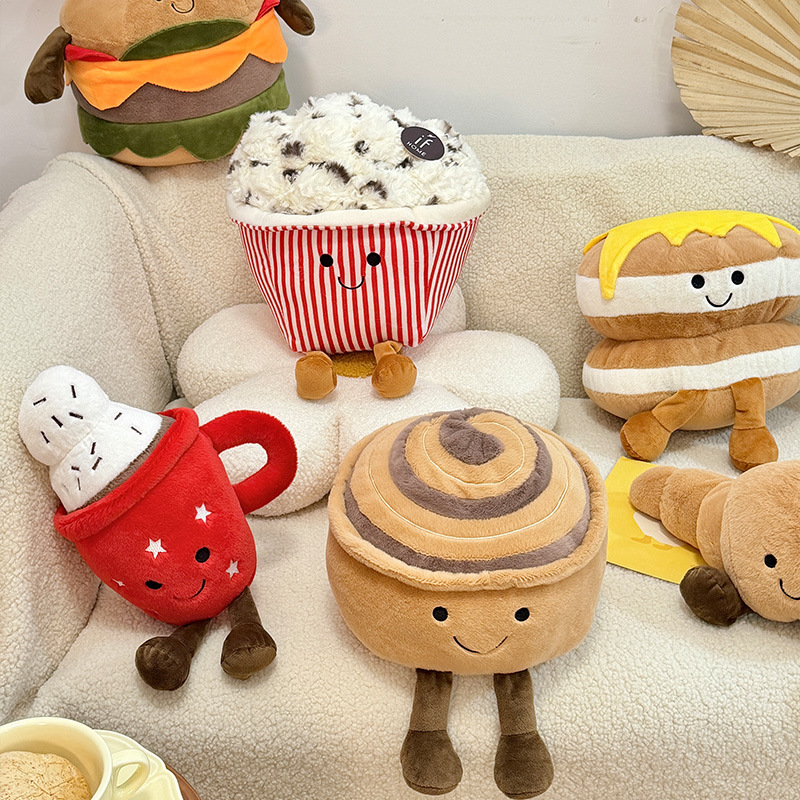 可爱吐司面包公仔毛绒玩具可颂牛角包汉堡包玩偶儿童礼物抓机娃娃产品图