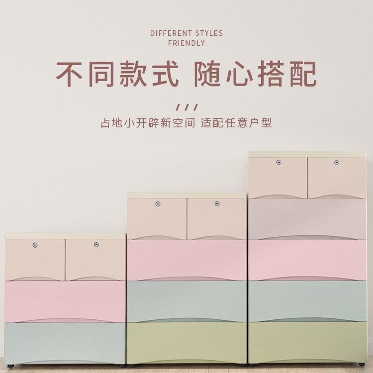咖啡熊 加厚抽屉式收纳柜 塑料宝宝衣柜婴儿储物柜儿童玩具五斗柜产品图