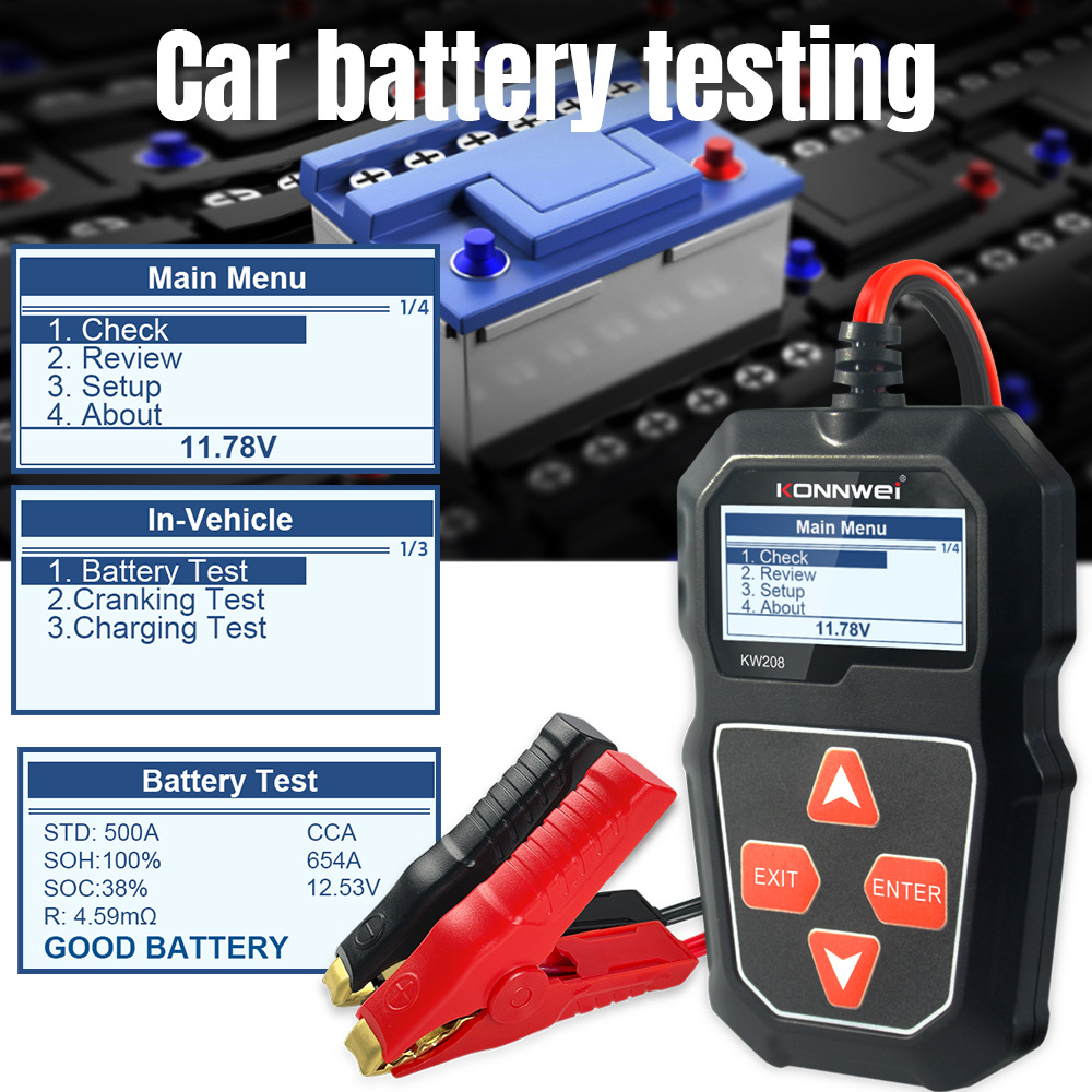 KW208 battery analyzer battery tester for Automobiles and Motorcycles Specification image