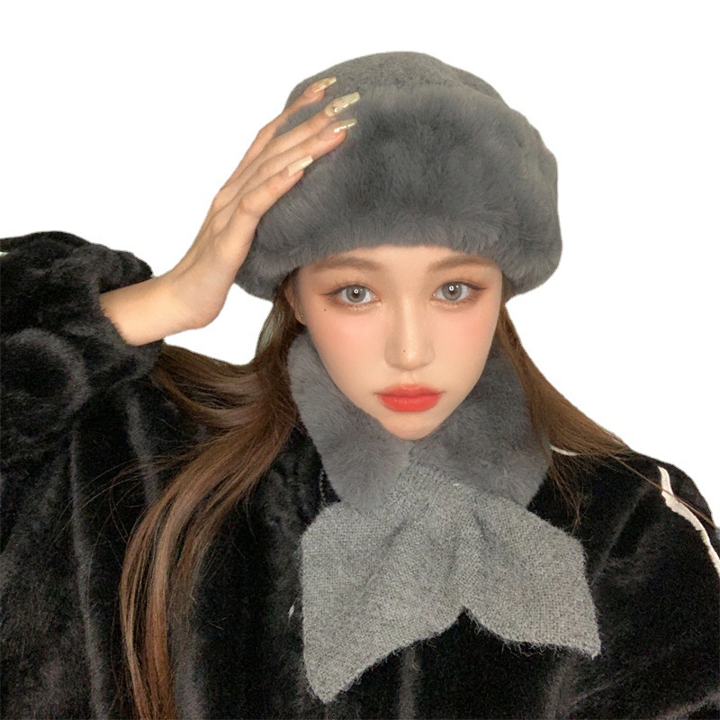 Winter bestsellers: Solid-color windproof and warm plush hats, outdoor warm sets, thickened and fleece women's basin hats Item Picture