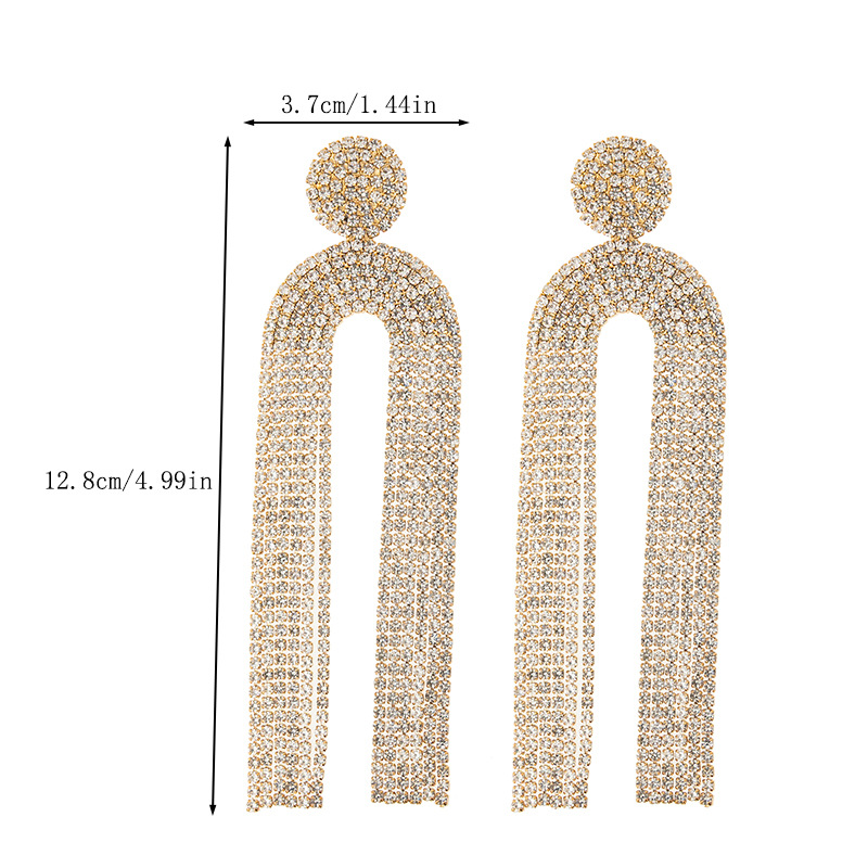 Direct sales from the manufacturer of Amazon's best-selling luxury rhindiamond U-shaped tassel earrings for women, featuring long and exaggerated pendant earrings Specification drawing