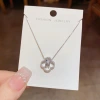 Spring 2024 new exquisite and fashionable zircon four-leaf flower necklace, a niche and light luxury small waist collarbone chain for women Application Scenario