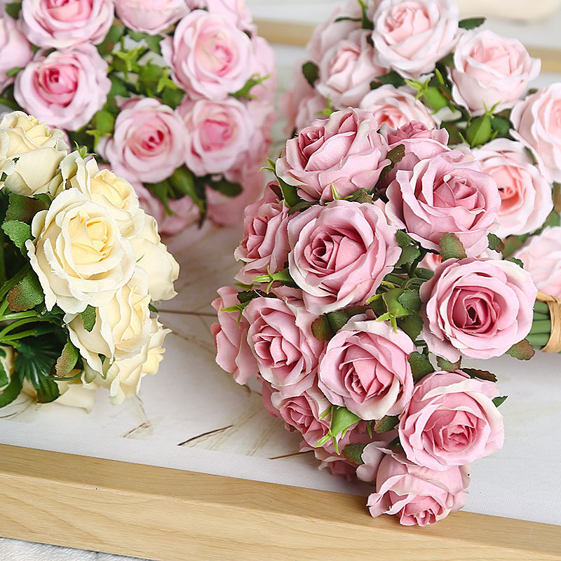 18头小清新小玫瑰手捧花新娘婚纱摄影拍摄道具装饰花仿真装饰假花