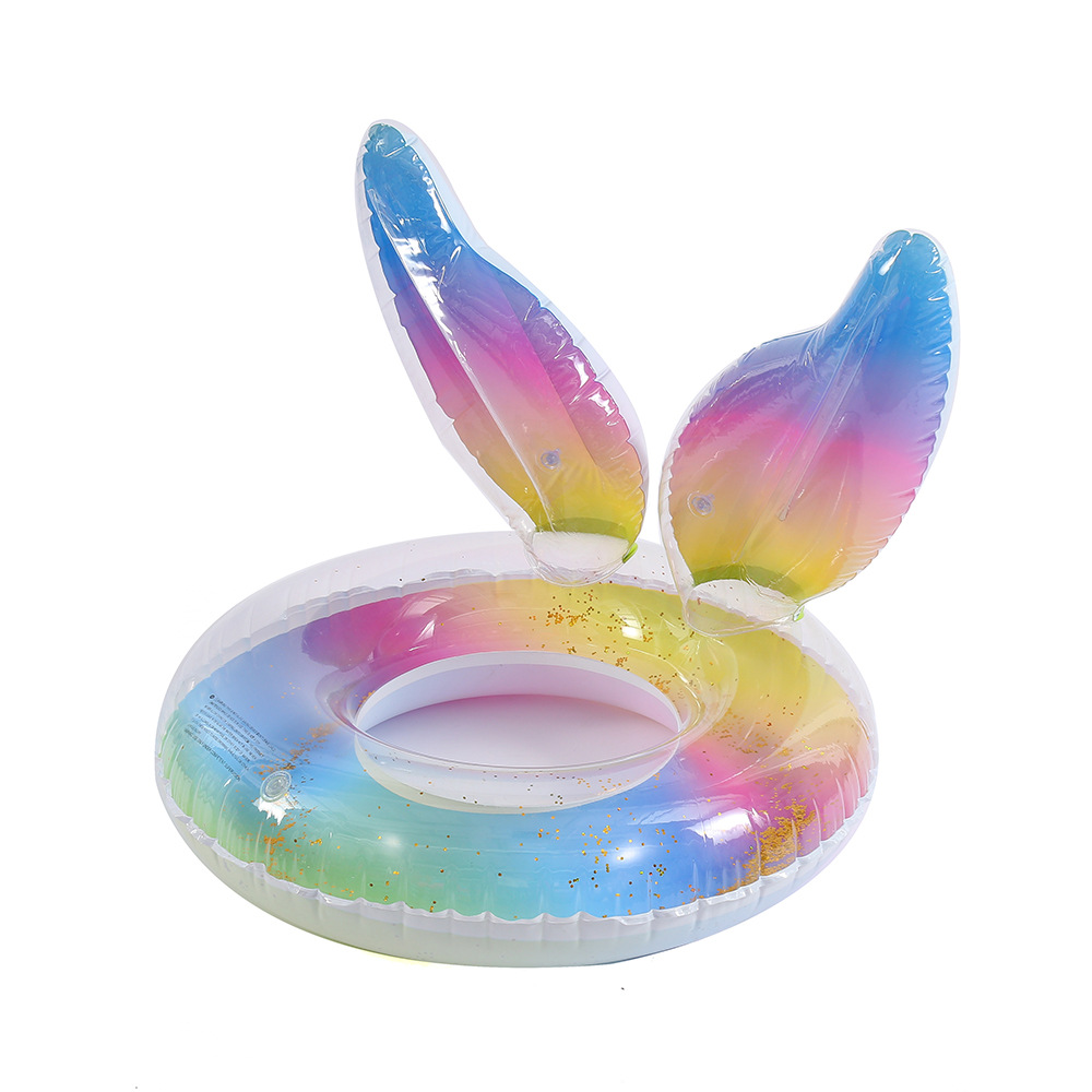 Bright pink ring mermaid tail adult swimming ring, ins style Internet celebrity gradient color swimming ring, semi-transparent life buoy wholesale details Picture
