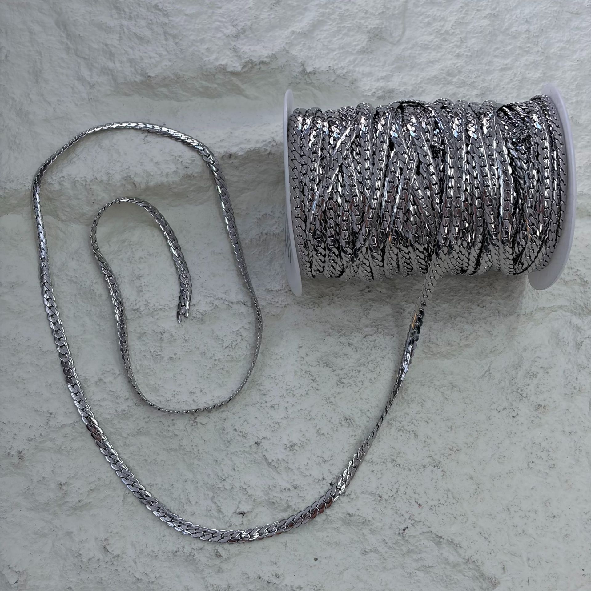 Encrypted NK snake bone chain, titanium steel flat snake chain, diy jewelry accessories, coiled plain chain, necklace, bracelet, chain wholesale details Picture