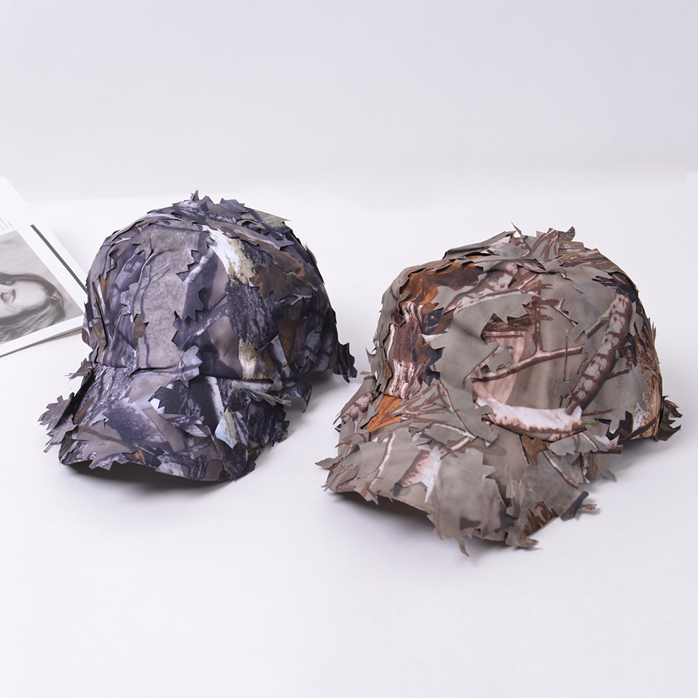 Amazon Cross-border jungle leaf camouflage curved brim sun hat, multiple outdoor sun protection creative bionic camouflage hats Specification image