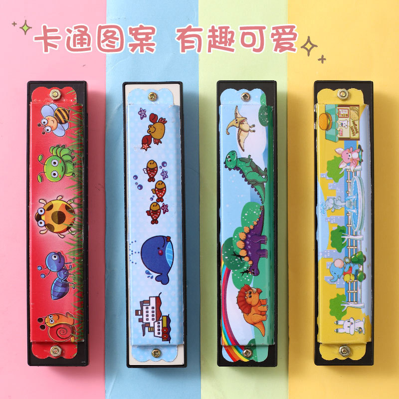 Creative gifts for children's 16-hole metal harmonica, kindergarten primary school students, beginners, wind instrument harmonica toys details Picture