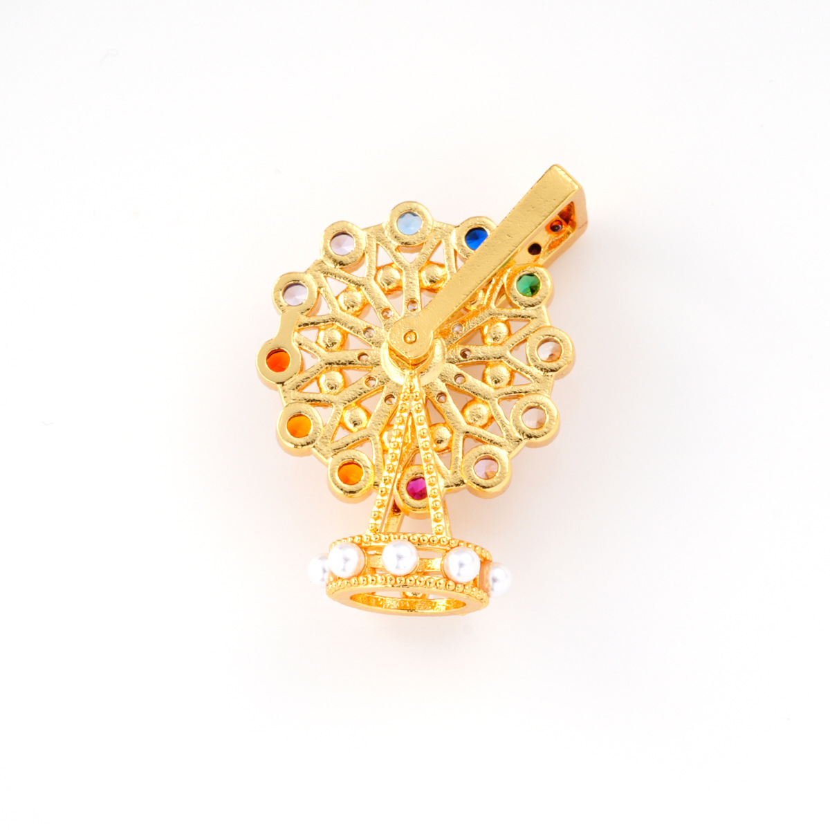 Colorful zircon Ferris wheel pendant, copper-plated with real gold for color retention and high-end feel, DIY jewelry and necklace clasp Specification image
