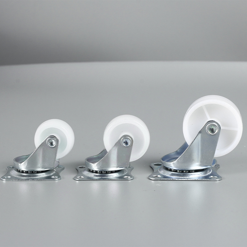 White nylon casters 1-inch, 1.25-inch, 1.5-inch, 2-inch hand trailer, directional wheels, universal brake wheels, industrial casters Specification image