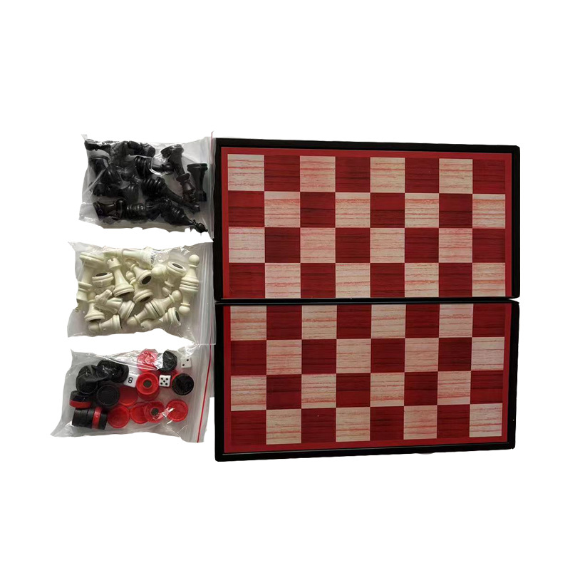 国际象棋游戏棋磁性可折叠多功能双陆棋西洋棋三合一塑料棋盘24CM
