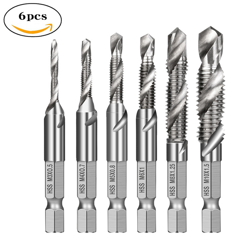 Hot-selling multi-functional composite tap electric drill drilling and tapping tool, hexagonal handle drill bit sleeve machine screw tap details Picture