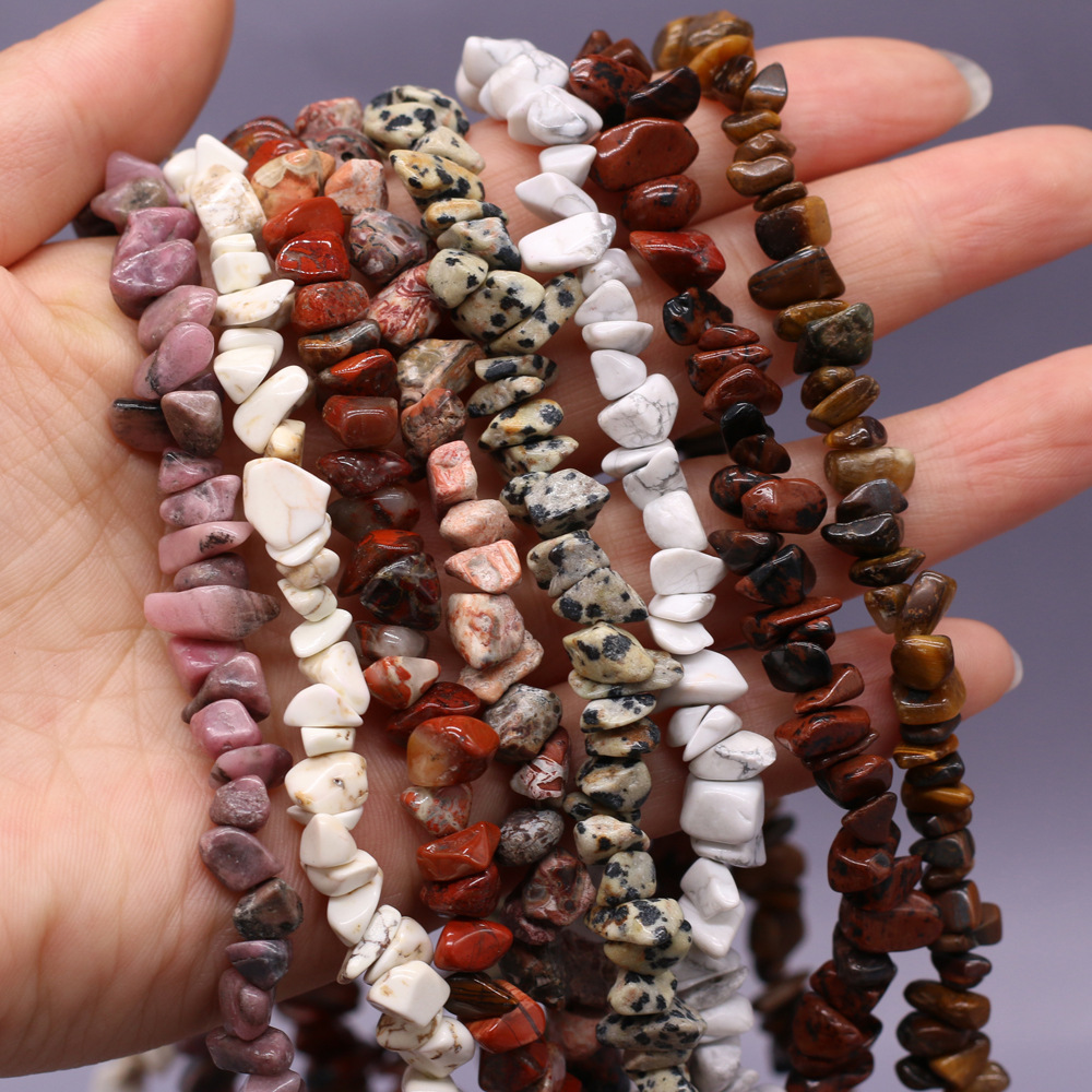 Natural crushed stone spotted redwood grain raw stone beads with holes, semi-finished DIY jewelry, handcrafted accessories production and wholesale details Picture