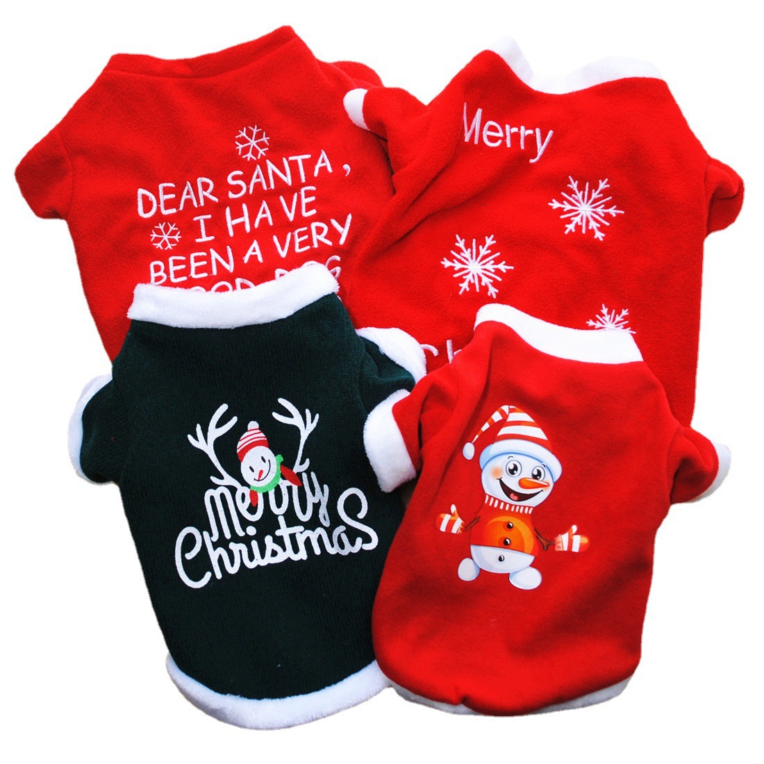 Factory direct sales of pet clothing, dog autumn and winter warm fleece, festival wear, Christmas style, snowman, elk
