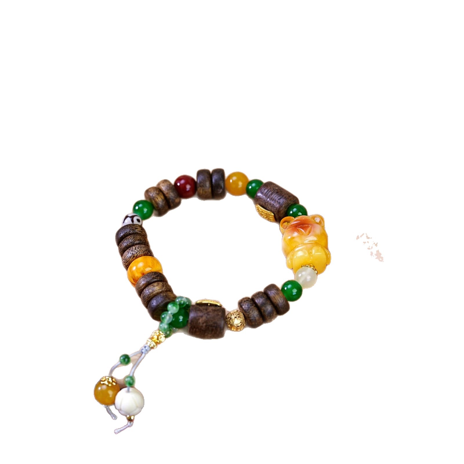 New Chinese-style beads and agarwood bracelet, cute bear Bodhi pendant, cultural and artistic bracelet, beaded accessories Item Picture