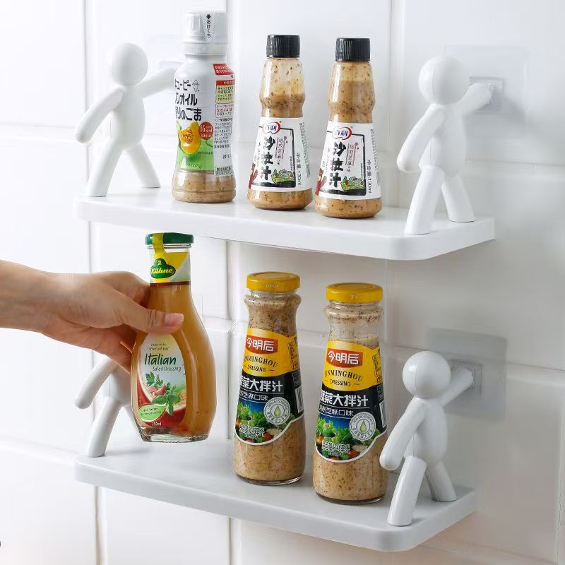 Small person storage rack, bathroom and kitchen storage rack, home bathroom adhesive strong wall hanging rack without drilling details Picture