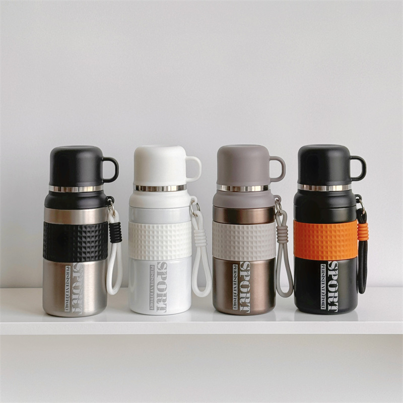 Star Dream Three-Drink Insulated Cup, large capacity 1000ml stainless steel straw insulated water cup, men's carrying rope, portable for going out Specification image