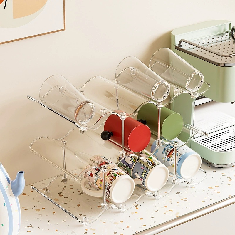 Wavy multi-layer water cup rack, desktop tea cup storage rack, bar counter mug rack, water cup rack details Picture