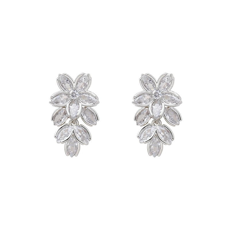 Hyacinth moda temperamento luz extravagancia brillo zirconita flor pendientes pendientes mujer 2025 tik yin boom premium orejeras únicas Item Picture