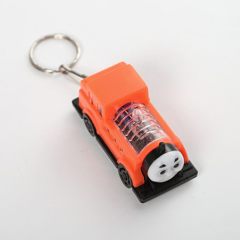 Factory wholesale cartoon toy cars, illuminated keychains, cars, mini train toys, mini children's play floor push pendants Specification image