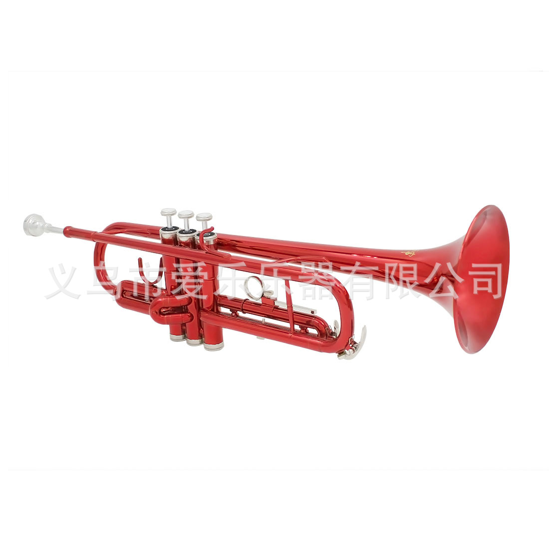 Wholesale wind band red trumpet instrument manufacturer, children and students perform B-flat three-note trumpet, drum and bugle corps instruments details Picture