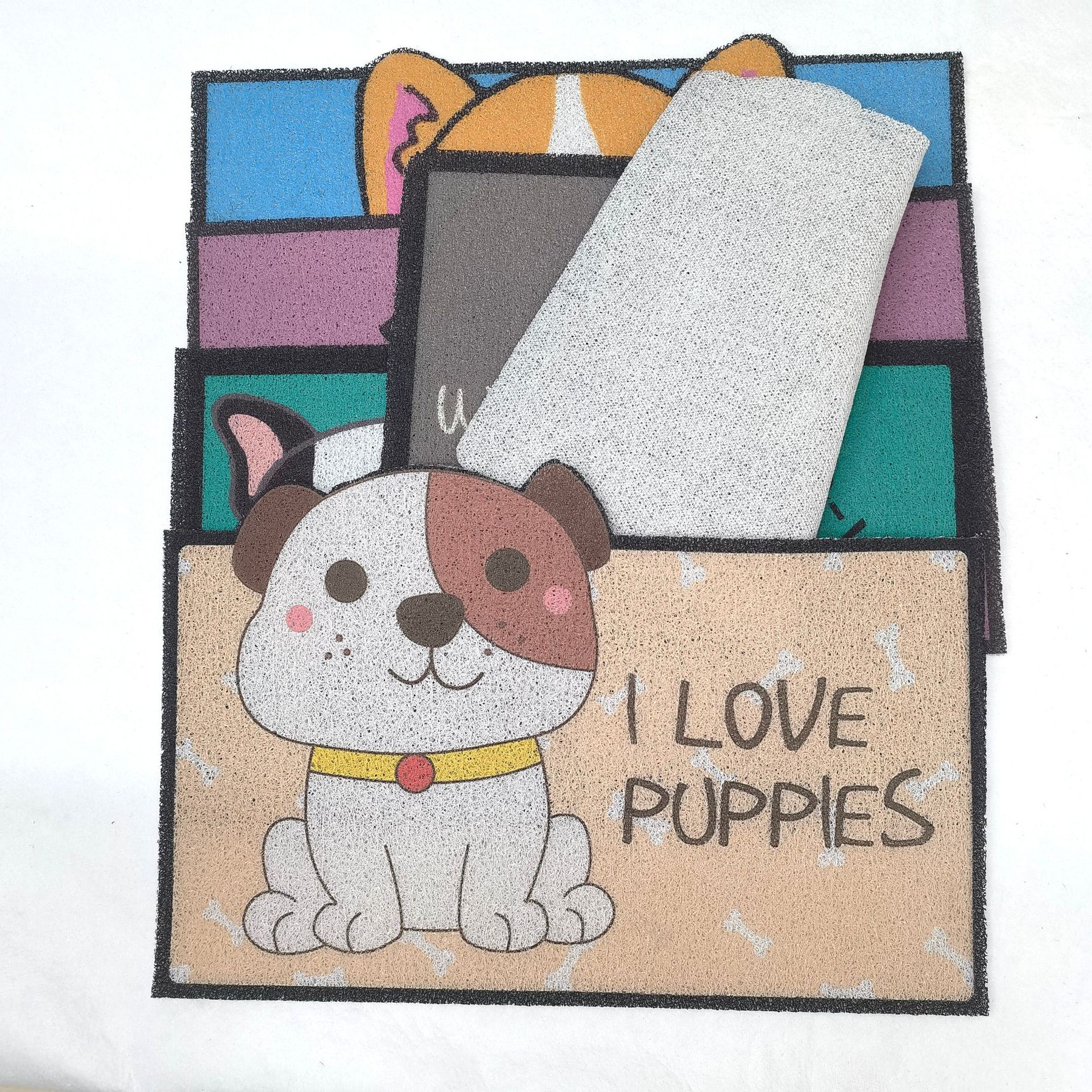 Brushed ring printed cartoon pet cat litter, children's cute shape, game, scraping sand and mud, floor mat, PVC floor mat Specification image