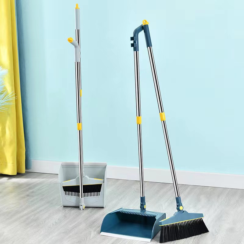 Broom and dustpan set, foldable standing set, stainless steel telescopic rod, broom and dustpan set, broom cover details Picture