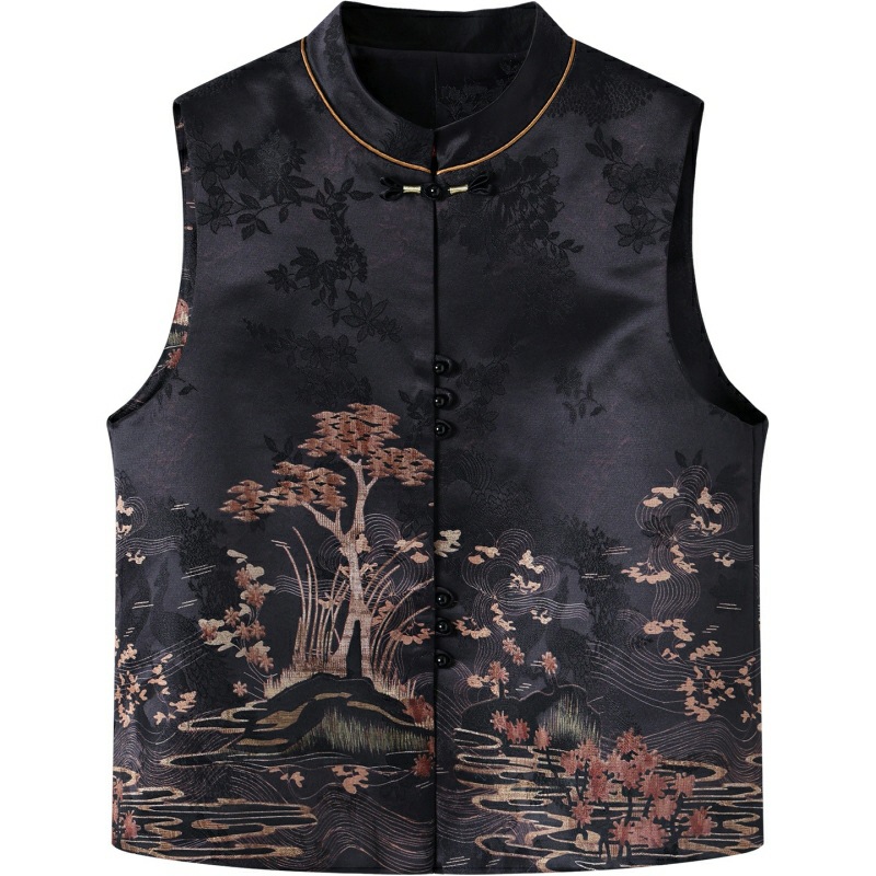 The 2026 new spring vest for middle-aged mothers with a national trend style, featuring a round-neck casual Tang suit for middle-aged and elderly women Item Picture