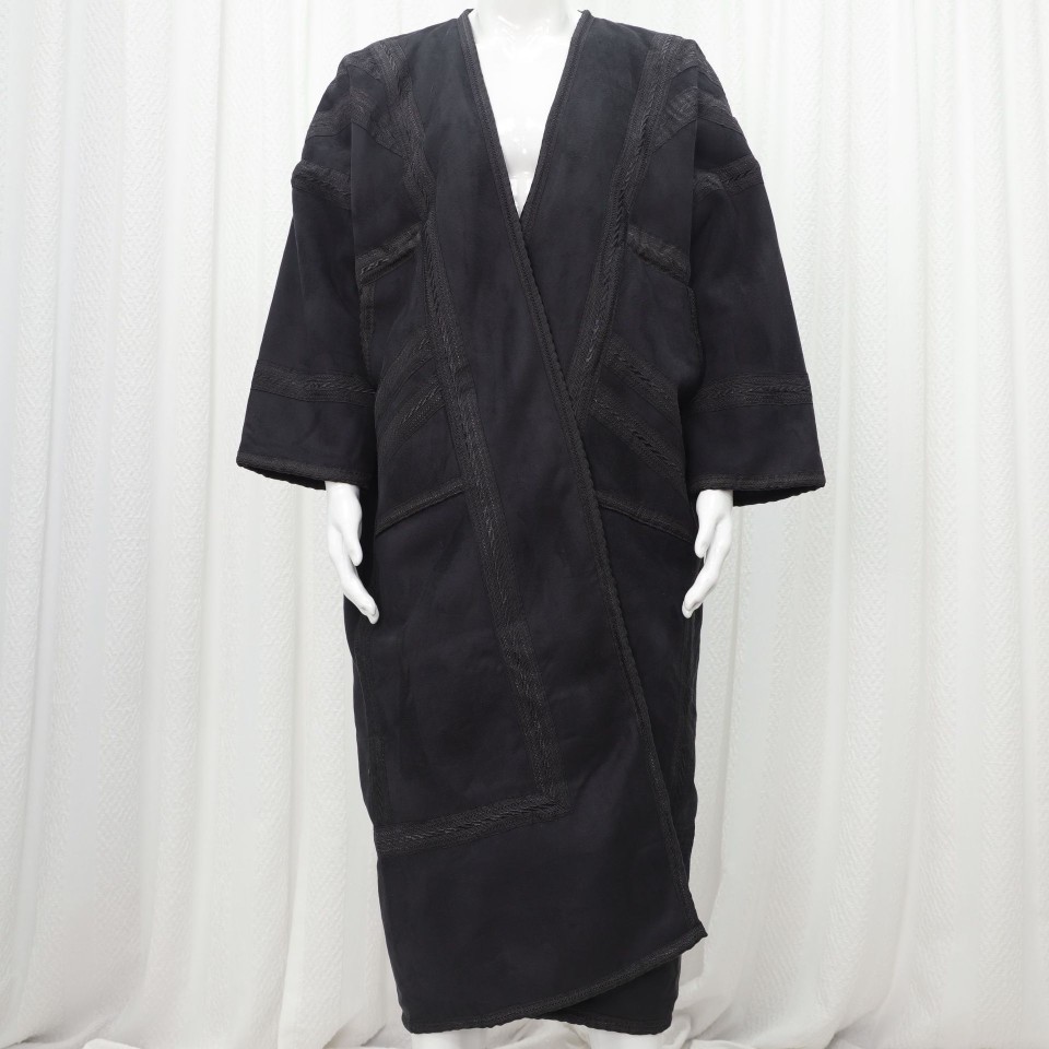 跨境热卖冬季加厚麂皮绒男士长袍开衫保暖无帽有口袋冬袍产品图