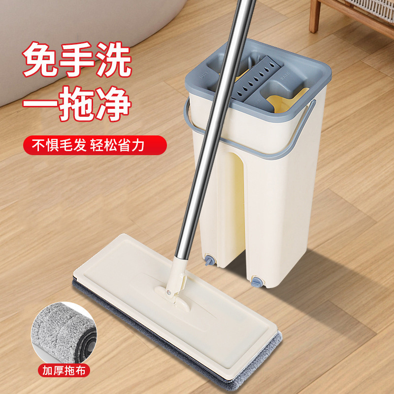 新品刮刮乐加厚带桶拖把懒人免手洗拖把可家用净污拖把一拖净拖布