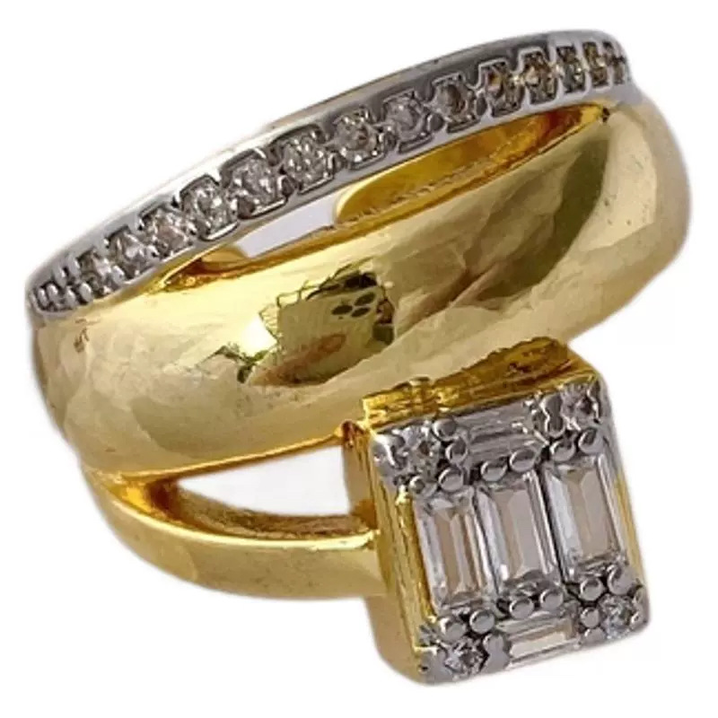 European and American fashion, light luxury, irregular geometric opening ring, women's design sense, niche personality zircon ring Item Picture