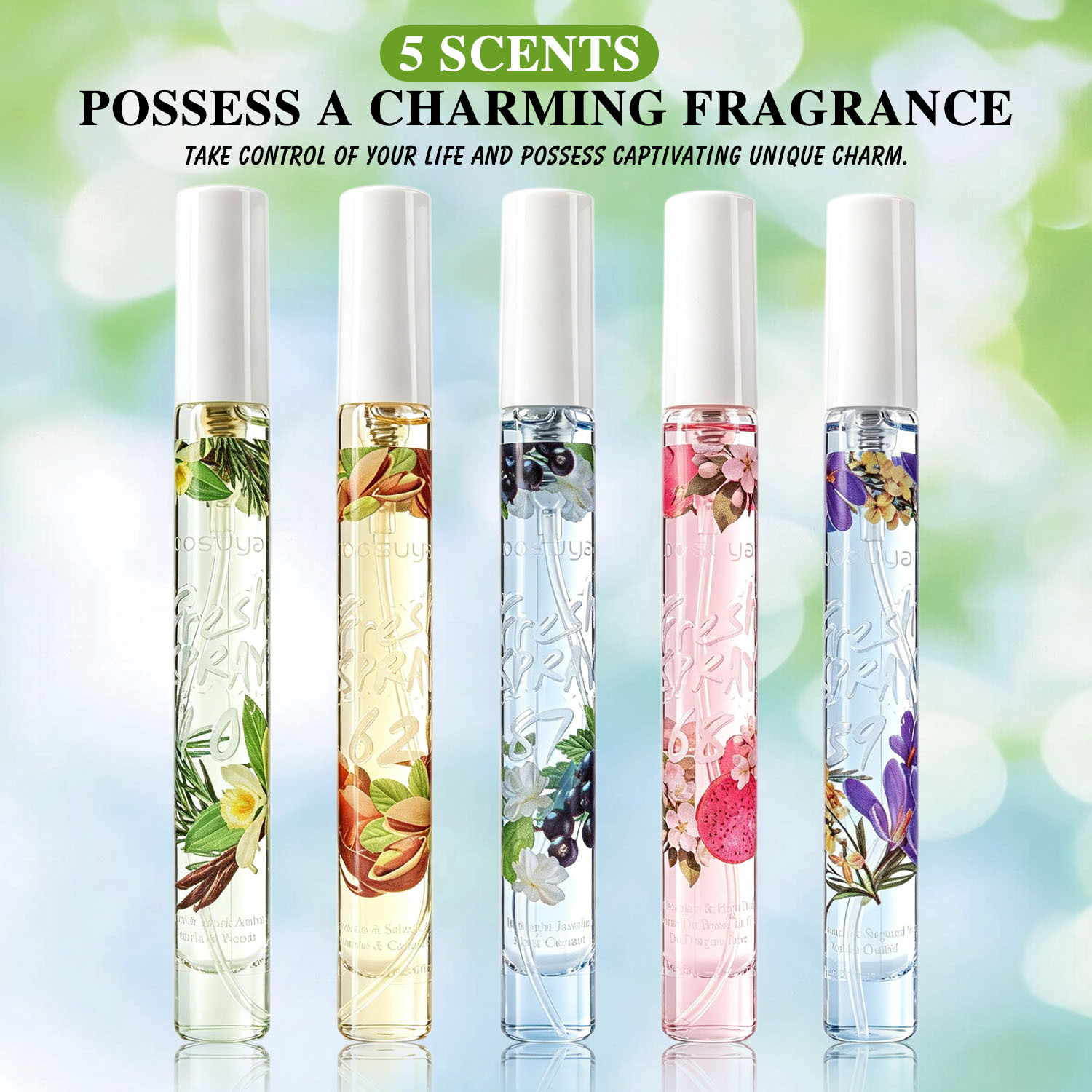 【OEM Factory Processing and Customization 】 5-bottle set of Digital perfume, Fresh alcohol-free Brazilian beach Fragrance Spray