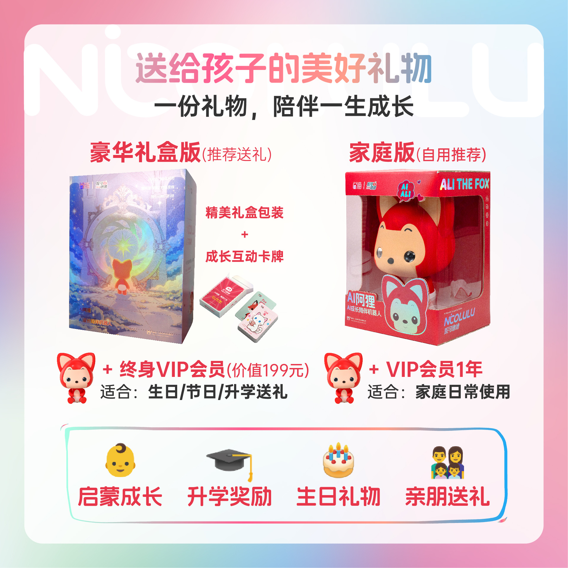 Nicole Lulu AI Ali Growth Companion Robot Intelligent Voice Early Education Enlightenment Learning Children's Gift Application Scenario