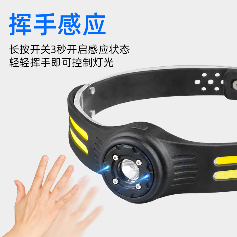 Induction headlight, LED head-mounted dual-light source night fishing headlight, USB charging running light, silicone headlight, strong light Application Scenario