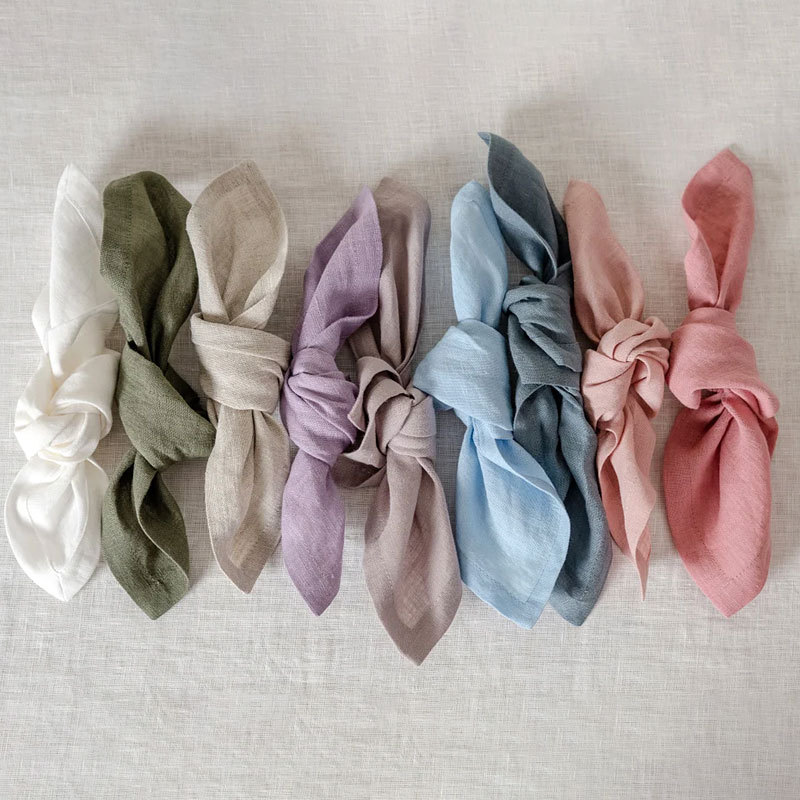 Solid color Nordic simple pure linen napkin cloth, Western dining placemats, food cover cloth, dust-proof tea towel pad cloth, custom processing details Picture