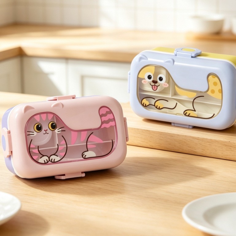 baby lunch box 304 Stainless steel lunch box, special cartoon large-capacity separated bento for office workers and students details Picture