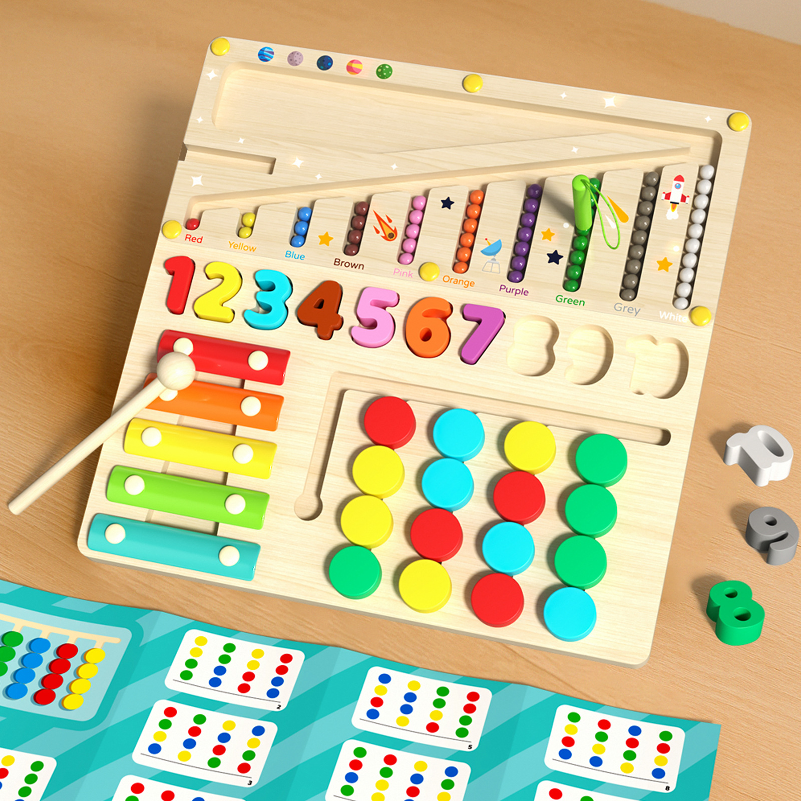 A wooden four-in-one multi-functional board for children, magnetic pen movement and positioning game, logical thinking training and educational toy Application Scenario