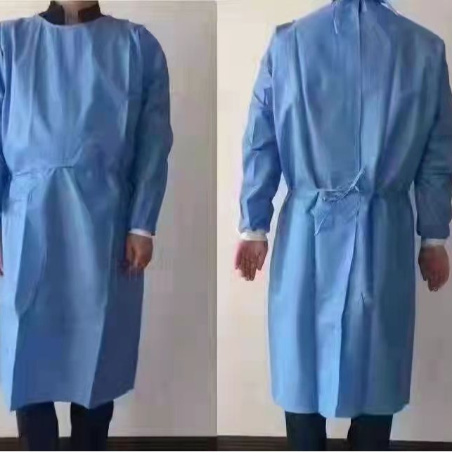 一次性无纺布防护服SMS罩衣 PP防水覆膜反穿衣透气蓝色防尘防护服