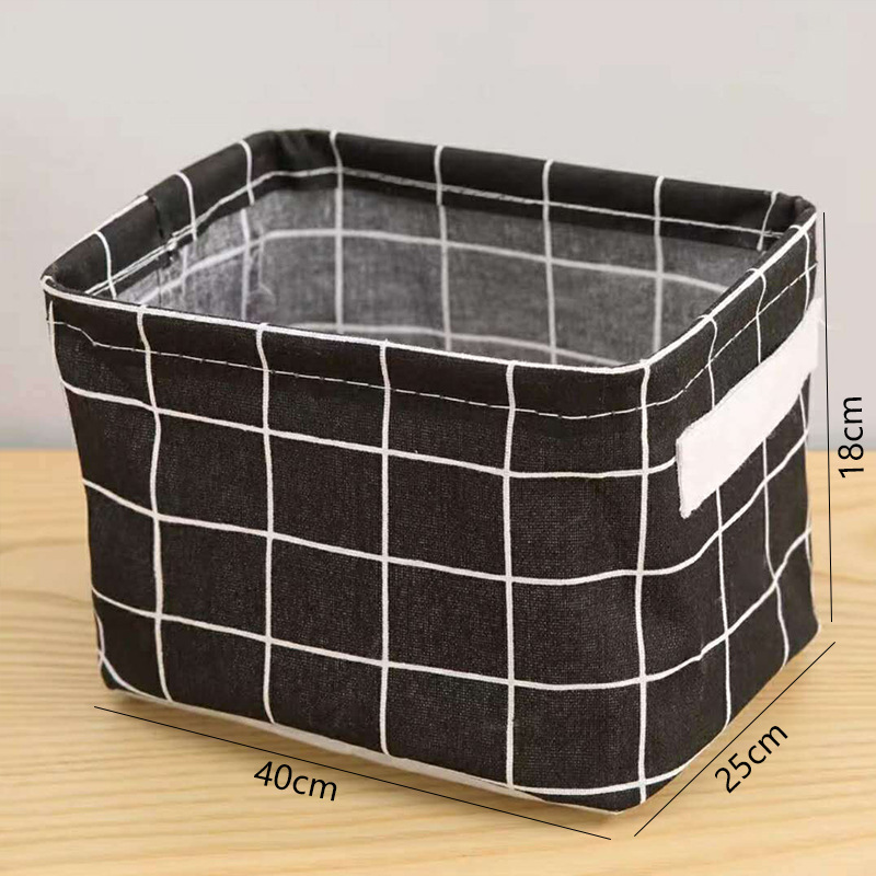 Fabric foldable storage basket, cotton and linen desktop storage box, waterproof miscellaneous and snack storage basket, storage box with hand-carry Application Scenario