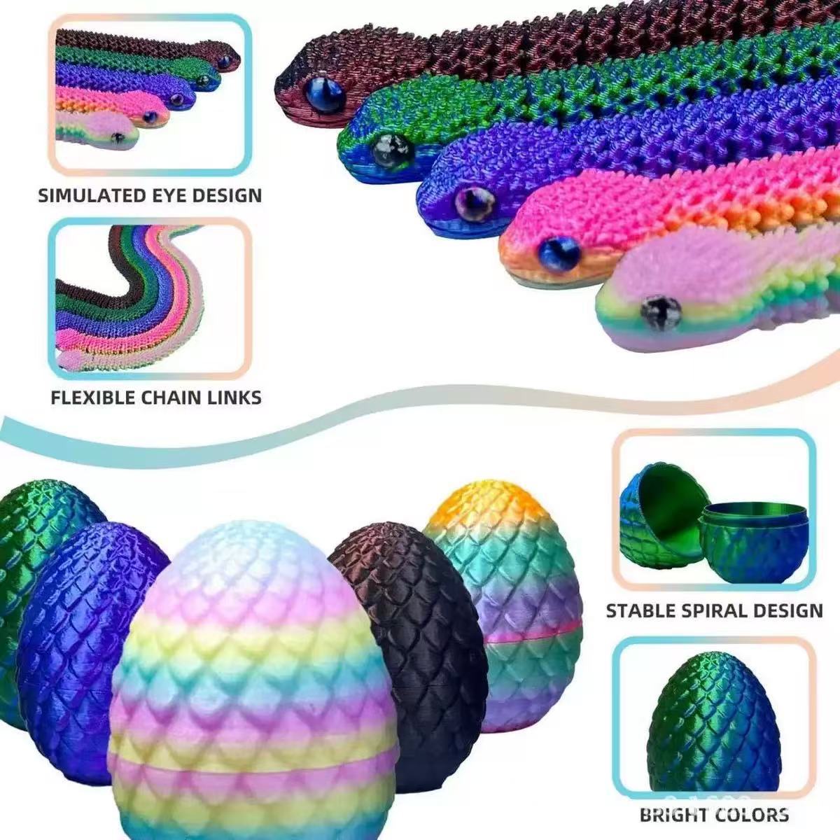 Cross border 3D printing viper egg set mesa de juegos juguetes para niños juntas pueden ser juguetes activos decoración de serpiente pequeña details Picture