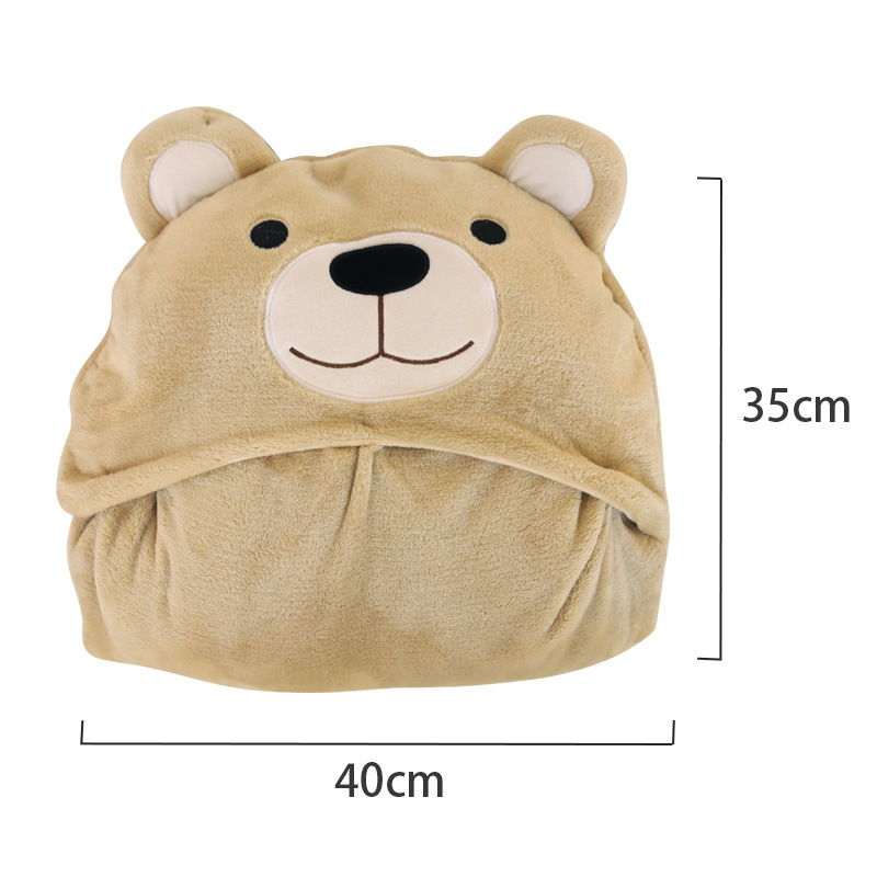 Custom-made and ordered cartoon animal hat and blanket two-in-one, cute plush autumn and winter warm cape blanket from Recreation House Specification image