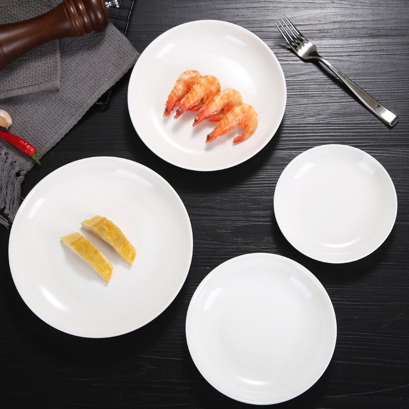 Restaurant, restaurant, household dish plates, rice bowls, cold noodles, rice cake plates, rice roll plates, pure white magnesium ceramic fruit plates, deep plates Specification image