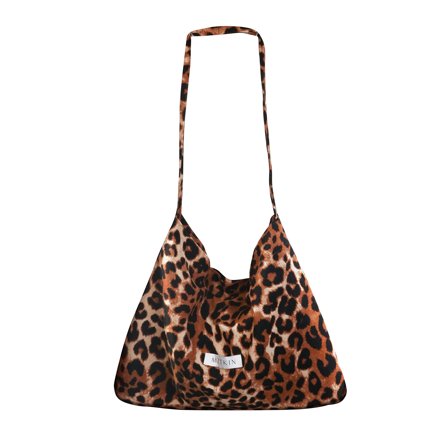 Niche leopard print bag, single-shoulder crossbody cloth bag, star-style canvas bag, versatile for girls, large-capacity tote bag Item Picture