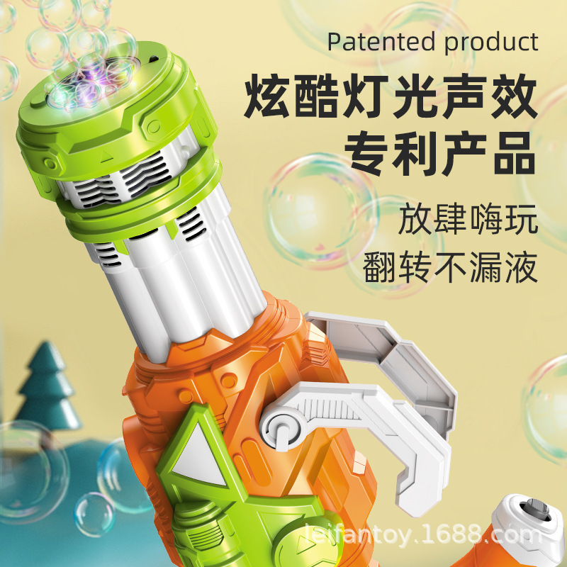 Cross-border children's space armor bubble gun, fully automatic bubble dispensing, light and sound effect, electric Gatling bubble machine toy Application Scenario