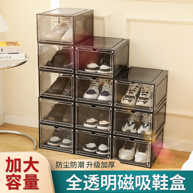 Cross-border transparent acrylic basketball shoe box, shoe storage box, magnetic dust-proof and anti-oxidation basketball shoe box details Picture