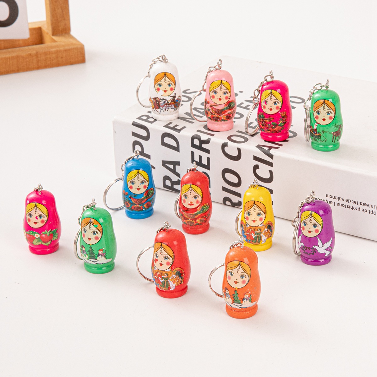 俄罗斯套娃钥匙扣木制大号手机钥匙箱包挂件礼品俄罗斯旅游工艺品